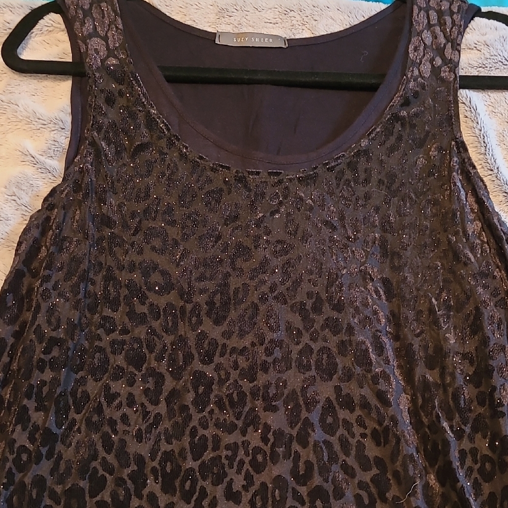 LOFT Black Leopard Print Tank Top
